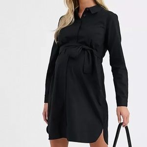 ASOS Maternity black shirt dress with belt